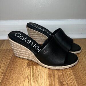 50% OFF | Calvin Klein | Women's Leather Espadrille Platform Sandals | Size 6.5